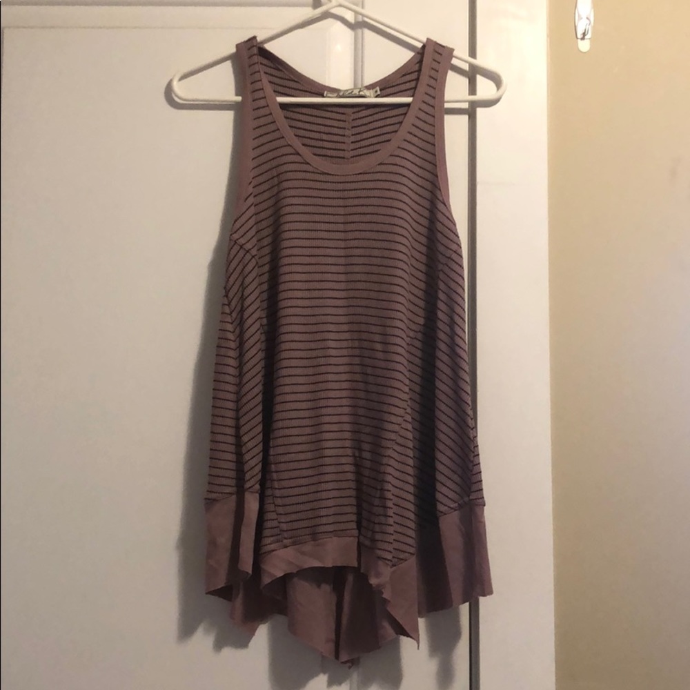 Waffle-print lavender and black striped tank